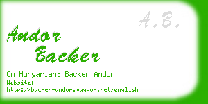 andor backer business card